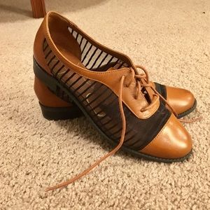 Lace up mesh oxfords